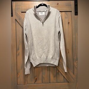 BKE Men's Light Beige Zip-Neck Sweater SZ medium
